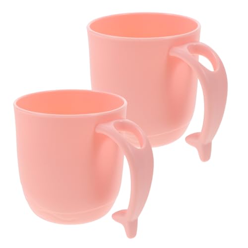 Garneck 2 Stück Mundspülbecher mit Delfinmotiv BPA frei Großer Fassungsvermögen Ergonomisch Geformt Wiederverwendbar für Badezimmer und Zahnbürstenaufbewahrung Rosa von Garneck