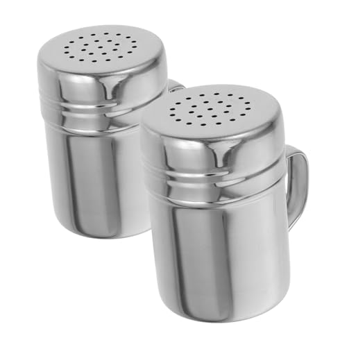 Garneck 2 Stück Pulverdose aus Edelstahl Mesh-Mehlsieb Mehlstreuer zum Backen Puderzuckersieb Käse-Shaker Mehlsieb Staubwedel Gewürztank Gewürzbehälter Handsieb Rostfreier Stahl Silber von Garneck