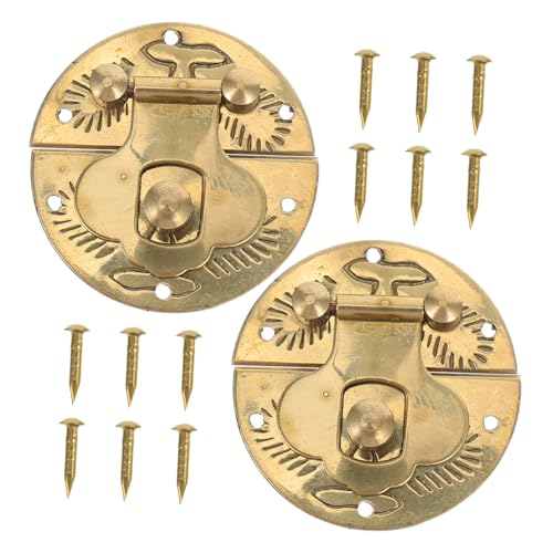 Garneck 2 Stück Runde Mini Hasp Latches für Schmuckkästen und Holzboxen Vintage Dekorative Hardware für DIY Projekte und Aufbewahrung von Garneck