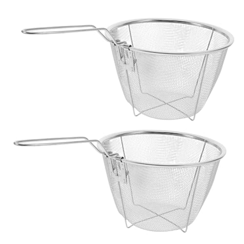 Garneck 2 Stück Rundes Frittiergerät mit Griff Feines Netz für Frittieren und Servieren von Lebensmitteln Multifunktionales Küchenwerkzeug Material von Garneck