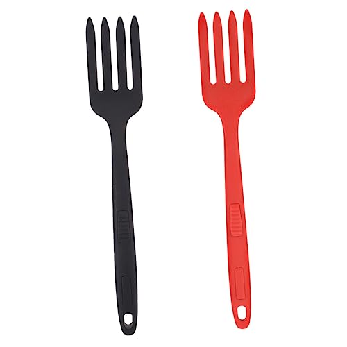 Garneck 2 Stück Silikon Küchenutensilien Ergonomische Multifunktionale Salat und Nudelgabeln Leicht zu Reinigen Hitzebeständig Tragbar für Täglichen Gebrauch von Garneck