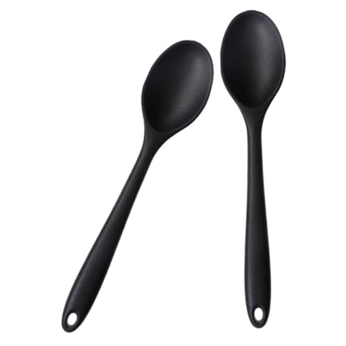 Garneck 2 Stück Silikonlöffel Langlebiger Antihaftbeschichteter Kochlöffel aus Lebensmittelechtem Silikon Großer Suppenlöffel mit Rührgriff Hitzebeständig Praktisch für Küchenrühren und von Garneck