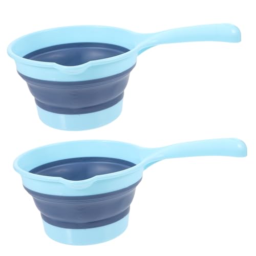 Garneck 2 Stück Teiliges Faltbares Wasserschöpfer Langem Griff Klappbar und Hängbar aus Langlebigem Großer Fassungsvermögen Ergonomisch Geformt für Küche Gemüsewaschen und Camping von Garneck