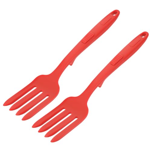 Garneck 2 Stück Teiliges Silikon Kochgabeln Ergonomische Antihaftbeschichtete Küchengeräte für Spaghetti und Hitzebeständig Einfach zu Reinigen für Zuhause und Gastronomie von Garneck