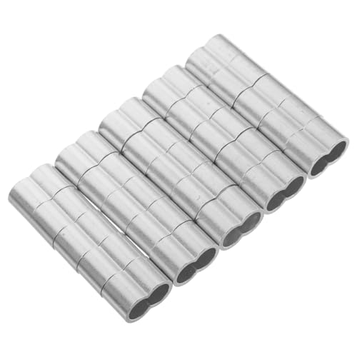 Garneck 25 Stück Doppelhülsige Aluminium Klemmhülsen für Elastische Seile Dünnwandige Drahtseil Endhülsen mit Doppeltem Loch Verschleißfest Verstellbar und Sicher für Outdoor Klettern und von Garneck