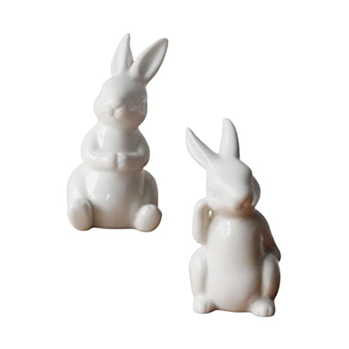 Garneck 2st Osterhase Aus Keramik Tierfiguren Mikro Winzige Kaninchen Osterhasenstatue Osterfiguren Ostern Bücherregal Dekor Hasenfigur Keramik Hase Liebhaber Weiß Armaturenbrett Porzellan von Garneck