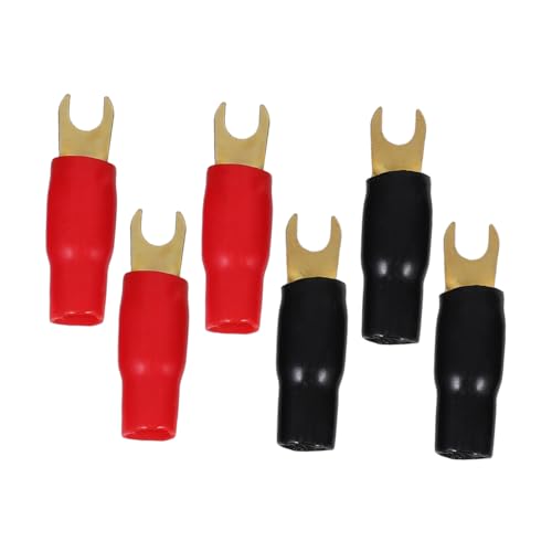 Garneck 3 Paare Crimp Barrier Spade Terminal Adapter aus Vergoldetem Kupfer mit Roten und Schwarzen Quetschverbindern für Lautsprecherkabel und Kabelverbindung Korrosionsbeständig und Garneck 3 Paare Crimp Barrier Spade Terminal Adapter aus Vergoldetem Kupfer mit Roten und Schwarzen Quetschverbindern für Lautsprecherkabel und Kabelverbindung Korrosionsbeständig und von Garneck