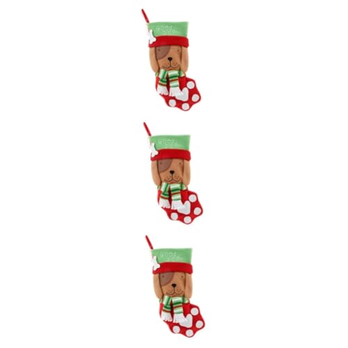 Garneck 3 STK Pet Paw Weihnachtsstrumpf Geldbörsen Für Mädchen Große Weihnachtsstrümpfe Strümpfe Taschen Rotes Geschenk Weihnachten Stoff Socken Aufhängen von Garneck