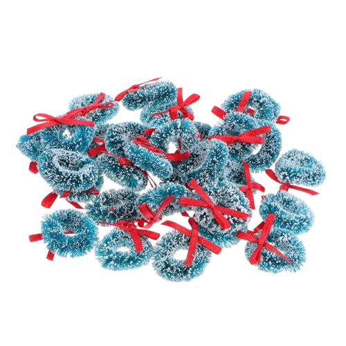 Garneck 30 Stück Mini Weihnachtskränze Miniatur Sisal Weihnachtsgirlande mit Schleife Vielseitige Weihnachtsdeko für Tisch Türrahmen und Kleine Räume zu Weihnachten und Neujahr von Garneck