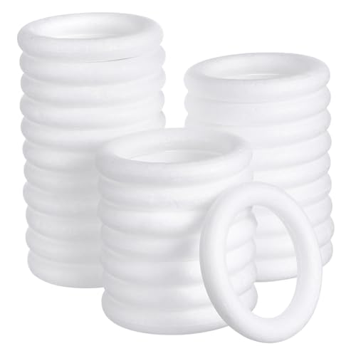 Garneck 30 Stück Selbstgemacht Bastelring Schaumstoff Runder Kranz für Kinder Leicht mit Blumenarrangements zum Selbstgestalten von Garneck