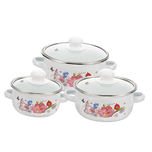 Garneck 3stücke Mehrzweck-schmortopf Aus Emaille Für Küche Haushalts-eintopftopf Mit Doppelgriff Emaille-suppentopf Zum Kochen Mit Attraktivem Blumenmuster Verschleißfester Kochtopf Garneck 3stücke Mehrzweck-schmortopf Aus Emaille Für Küche Haushalts-eintopftopf Mit Doppelgriff Emaille-suppentopf Zum Kochen Mit Attraktivem Blumenmuster Verschleißfester Kochtopf von Garneck