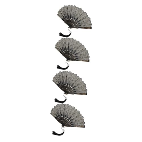 Garneck 4 Stück Antiker Spitzenfächer Handfächer Requisite Performance Handfächer Chinesischer Stil Eleganter Faltfächer Chinesischer Fächer Chinesische Faltfächer Handfächer von Garneck