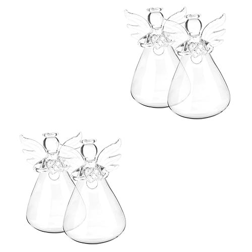 Garneck Wohnkultur 4 Stück Mini-Glasflaschen Mini-Pflanzgefäße Weißer Blumentopf Glasengel Glasvasen Für Blumen Klare Glasblumenvase Engelvasen Einfache Vase Einzigartige Glasvasen von Garneck