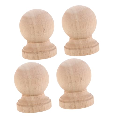 Garneck 4 Stück Runde Holz Finials Europäisches Design Unlackierte Dekorative Holzsäulen mit Romanischer Säule und Flaschenkürbis Form Praktische Schutzfunktion für Möbel und Schrankdekor von Garneck