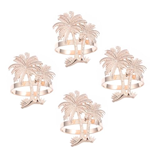 Garneck 4 Stück Serviettenringe aus Roségoldfarbenem Metall Elektrobeschichtete Kokospalmen Designs Dekorative Napkin Clasps für Hotels Wiederverwendbare Tischdeko Serviettenhalter für von Garneck