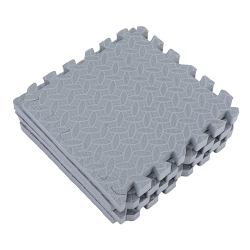 Garneck 4 Stück Stoßdämpfer Gepolsterte Fußmatten Puzzle Bodenfliesen Ineinandergreifende Fußmatten Stoßdämpfende Matte Schaumstoff-puzzlefliesen Anti-Vibrations-Pads Silver Eva von Garneck
