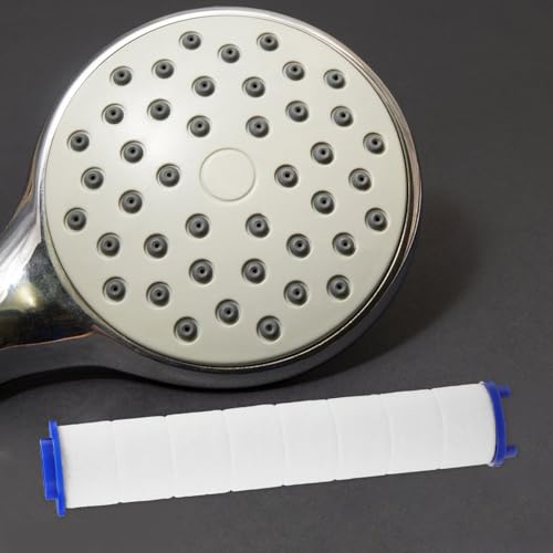 Garneck 4 Stück Teiliges Duschkopf Filter Ersatzset mit Calcium sulfit Kugeln Professioneller Sprinkler Filter für Kalkhaltiges Wasser Langlebiger Wasserfilter für Dusche Lang von Garneck