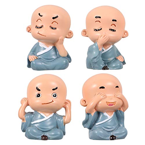 Garneck 4 Stück Teiliges Kleine Mönch Figuren Handgefertigt Desktop Dekoration Design Geschenkidee für Zuhause und Büro von Garneck