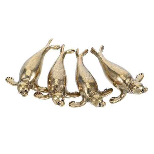 Garneck 4 Stück Teiliges Messing Mini Meerestier Vintage Kleine Meeres Tier Figuren Kompakte Messing Skulpturen Vielseitige Dekoration für Schreibtisch Regal Büro und Zuhause von Garneck