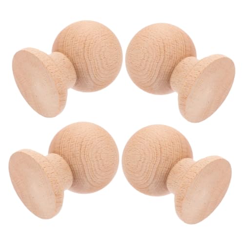 Garneck 4 Stück Teiliges Unvollendete Holz Dekorationsspitzen aus Massivem Hartholz Römischer Stil Natürliche Maserung Stabile Möbel und Vorhangstangenabschlüsse Khaki für Diy und von Garneck
