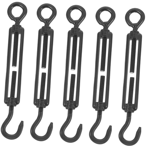 Garneck 5 Stück Teiliges Edelstahl Drahtseilspanner Verstellbarer Spannschloss Haken und Ring mit Schwarzer Elektrophorese Langlebig Rutschfest Geeignet für Sonnensegel und von Garneck