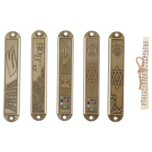 Garneck 5 Stücke Mesusa Schriftrolle Mezuzah Tür Jüdische Amulett Türdeko mit Rollenpapier Jerusalem Israel Deko Jüdische Geschenke Religiöse Artikel Feng Shui Charms Wohnzimmer Wanddeko von Garneck