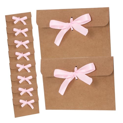 Garneck 50 Stück Retro Kraftpapier Umschläge mit Hübschem Schleifenband Vintage Stil Geschenkverpackung für Grußkarten Einladungen Hochzeitspost Stabile Briefumschläge für Besondere von Garneck