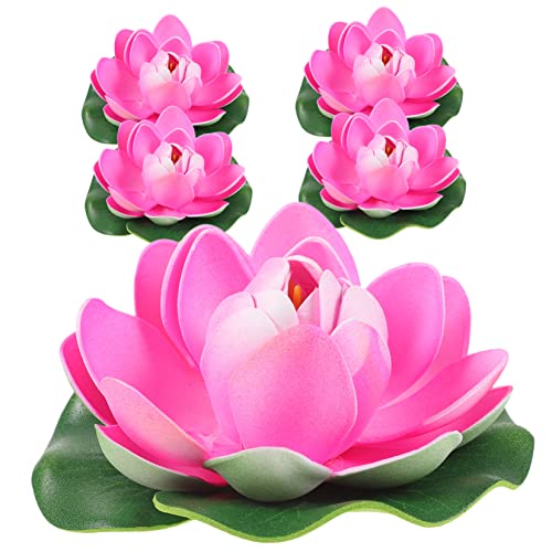 Garneck 5st Simulation Lotusblatt Lotus Schwimmende Solarleuchten Künstliche Teichpflanzen Schwimmende Teichverzierung Gefälschte Wasserpflanze Schwimmende Teichpflanzen Schaum Rosa von Garneck