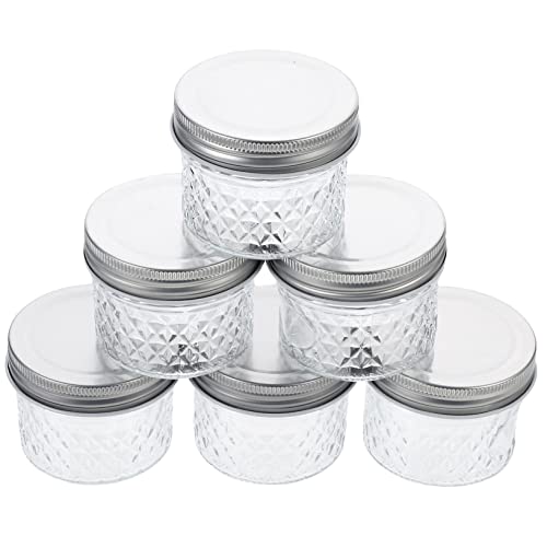 Garneck 6 Stück Diamant Einmachgläser Versiegelte Marmeladengläser Glasdosen Glas Aufbewahrungsflaschen Transparente Glasflaschen 100 Ml Vorratsgläser Pickle Flasche Transparente von Garneck