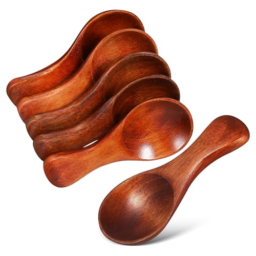 Garneck 6 Stück Mini Holzlöffel Kleine Holzschaufeln für Gewürze Tee und Dips Wiederverwendbare Küchenutensilien mit Natürlichem Holzdesign für Präzise Messungen und Vielseitige von Garneck