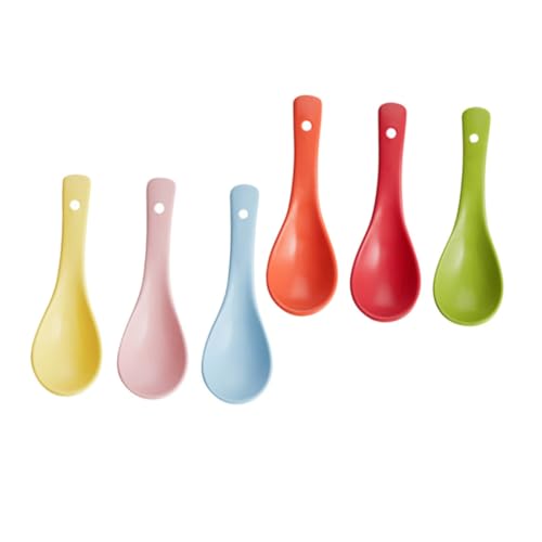 Garneck 6 Stück Teiliges Bunte Keramiklöffel Chinesische Suppenlöffel aus Hochwertiger Keramik Leichte Langlebige Servierlöffel mit Ergonomischem Griff für Küche und Haushalt von Garneck
