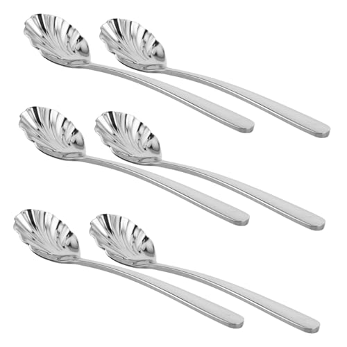 Garneck 6 Stück Teiliges Edelstahl Dessertlöffel Muschelform Rostfrei Vielseitig für Hotels Cafés Eiscreme Pudding Kaffee Stilvoll Langlebig von Garneck