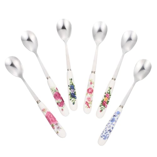 Garneck 6 Stück Teiliges Kaffeelöffel mit Keramikgriff Vielseitiger Dessert und Rührlöffel Lang Spülmaschinenfest Ergonomisch Geformt für Kaffee Tee und Säfte zu Hause von Garneck
