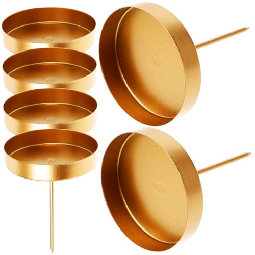 Garneck 6st Kerzentablett Kerzenhalter Für Stumpenkerzen Adventskerzenring Runder Kerzenhalter Kerzenständer Aus Wachs Kerzensäulenhalter Adventskranz Kerzenhalter Dekoration Golden Eisen von Garneck