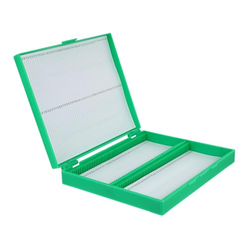 Garneck Aufbewahrungsbox für Mikroskop objektträger Plätze Grün Stoßfest Kratzfrei Sicherer Schutz für Biologie schnittpräparate für Mikroskopie einsteiger und Labor von Garneck