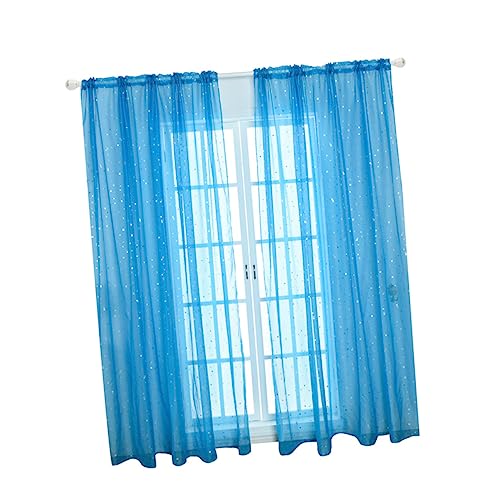 Garneck Blaue Gardine Mit Glitzer Sternen – Elegante Voile Fenstervorhänge Für Kinderzimmer Und Wohnzimmer - Semi-transparent 100 x 270 cm Ideales Deko Panel Für Stilvolle Akzente von Garneck