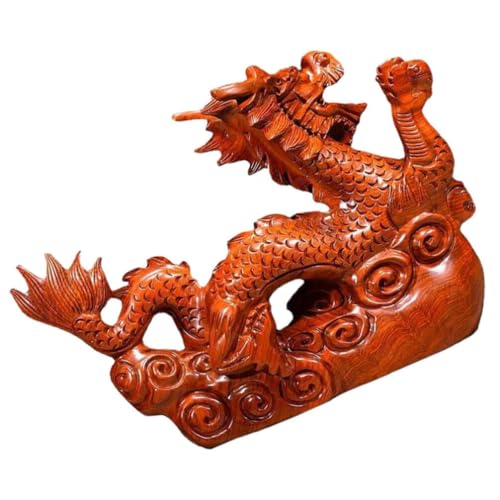 Garneck Chinesische Drachenstatue Aus Holz: 12 cm Große Drachenstatue Chinesisches Neujahr 2024 Drache Roter Hölzerner Tierkreis Chinesischer Drache Dekor Drache Mondneujahr Drachenfigur von Garneck