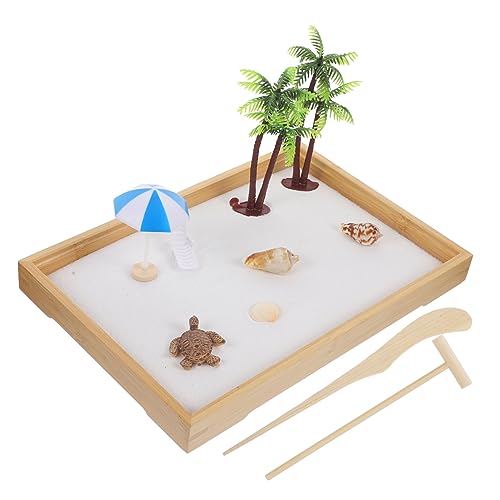 Garneck DIY Desktop Zen Garten mit Ocean Sand Tray Kreatives Sommer Strand Ornament Micro Landschaftsdekor für Büro und Zuhause Entspannendes Sandkasten Modell Geschenkidee von Garneck