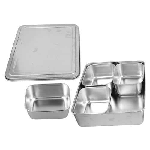 Garneck Edelstahl Servierbox Fächer mit Deckel Wiederverwendbare Snackbox Gewürzbehälter für Buffet Barbecue Picknick Catering Langlebig und Robust Garneck Edelstahl Servierbox Fächer mit Deckel Wiederverwendbare Snackbox Gewürzbehälter für Buffet Barbecue Picknick Catering Langlebig und Robust von Garneck