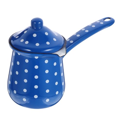 Garneck Emaillierter Türkischer Kaffeekessel Große Blaue Punkte Langlebig Hitzebeständig Vielseitig für Kaffee Tee Milch Geeignet von Garneck