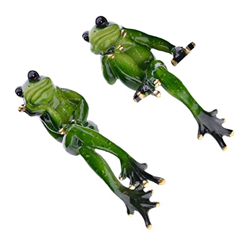 Garneck Frosch Deko Garten Figuren 2er Set – Sitzende Frosch Skulpturen Aus Harz Für Teich- Und Gartenverzierung - Perfekte Kantenhocker Figuren Zur Verschönerung Von Blumentöpfen Und von Garneck