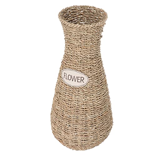 Garneck Geflochtene Rattan Blumenvase Handgefertigte Vase Für Heimdekoration Gewebte Vase Für Getrocknete Blumen Landhausstil Blumentopf von Garneck