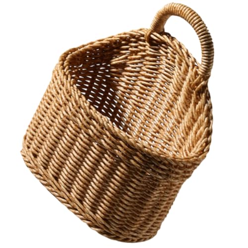 Garneck Geflochtener Aufbewahrungskorb mit Griff Handgewebter Obstkorb für Haushalt und Picknick Vielseitiger Brotkorb und Dekoration Natürlicher Kunststoffgeflecht Organizer Robust und von Garneck