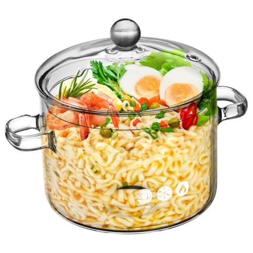 Garneck Hochwertiger Transparenter Glastopf Mit Deckel Und Doppelgriff Hitzebeständig Für Babynahrung Suppe Gemüse Und Instantnudeln Für Sicheres Kochen Zu Hause von Garneck