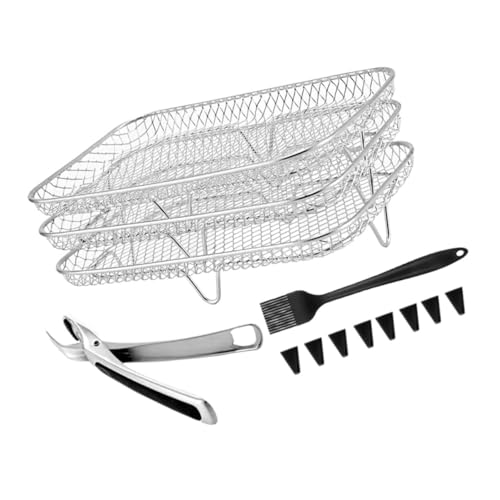 Garneck Grillrost-set Für Die Heißluftfritteuse 3-stufiges Stapelgestell Aus Edelstahl Leicht Zu Reinigen Zum Kochen Von Lebensmitteln von Garneck