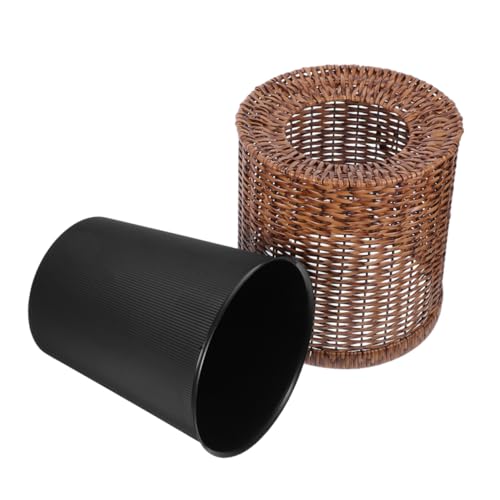 Garneck Großer Retro Mülleimer ohne Deckel Geflochtener Abfalleimer mit Faux Rattan Oberfläche Geräumiger Papierkorb für Büro Schlafzimmer und Wohnzimmer Pflegeleicht und Natürliches von Garneck