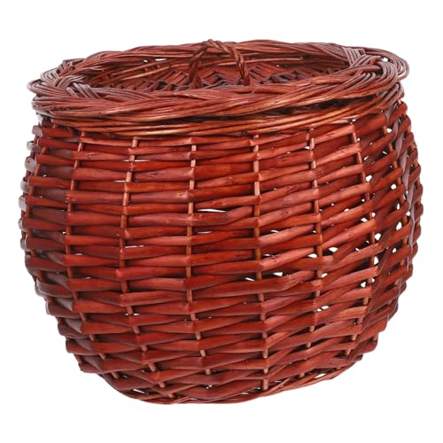 Garneck Großer Wicker-korb mit Deckel Leichter Geflochtener Vorratskorb aus Weide für Küche Vielseitiger Aufbewahrungskorb für Eier Obst Gemüse Schützender Deckel für Arbeitsplatte von Garneck