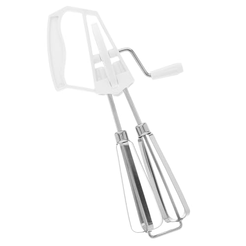 Garneck Halbautomatischer Handkurbel Schneebesen Semiautomatischer Eierquirl zum Schlagen Rühren und Mixen Praktischer Manueller Handmixer für Küche und Haushalt Weiß von Garneck