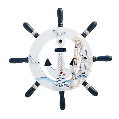 Garneck Holz Steuerrad mit Anker Fisch Netz Maritime Wanddeko Nautical Schiff Steuerrad Deko Mediterranen Stil Sail Deko Strand Haus Party Deko Hochzeit Dekoartikel 32cm von Garneck