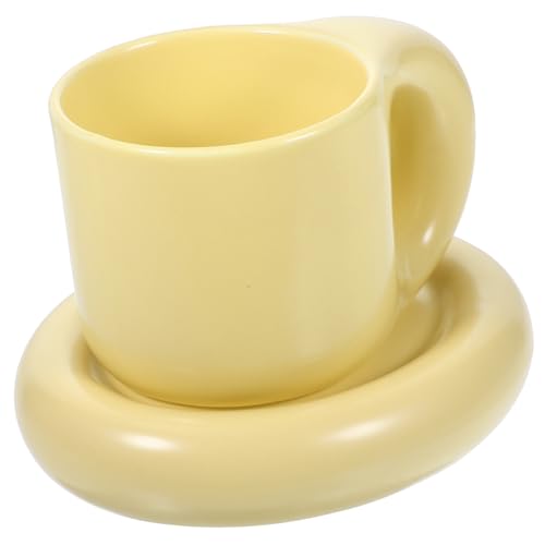 Garneck Kaffeetasse aus Keramik mit Untertasse Schlicht Kreative Latte Mug Cremegelb Spülmaschinengeeignet Kompakte für Büro und Zuhause Sicheres Langlebiges Material Garneck Kaffeetasse aus Keramik mit Untertasse Schlicht Kreative Latte Mug Cremegelb Spülmaschinengeeignet Kompakte für Büro und Zuhause Sicheres Langlebiges Material von Garneck